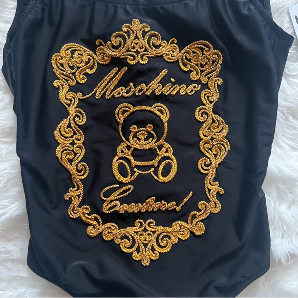 New! MOSCHINO Couture Bear Toy Logo Embroidered One-Piece Swimsuit - Picture 5 of 7